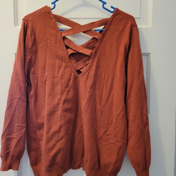 Rust V neck Sweater - Picture 2 of 5